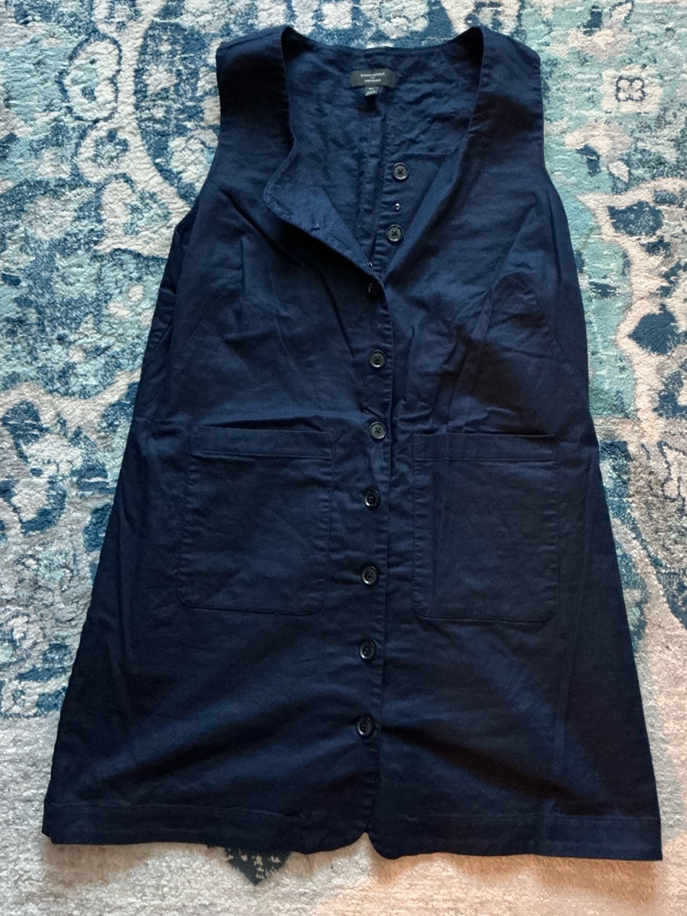 Banana Republic Factory linen blend navy blue dress. Size XL.